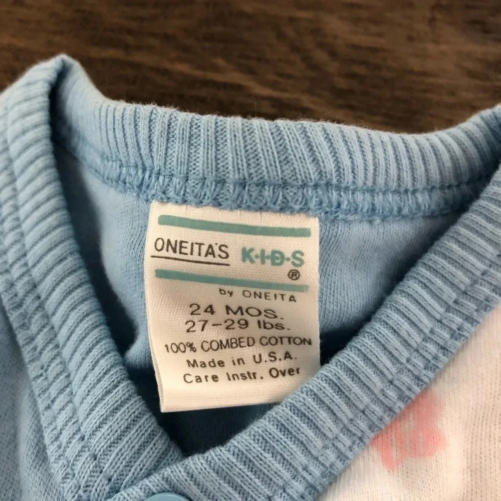NWT Vintage Oneita Cotton‎ Blue One Piece Sleeper